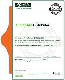 Vickers Oil Authorised Distributor Certificate